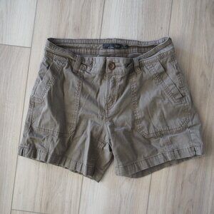 PrAna Elle 3” Short Mud Women's Brown Cargo Shorts Size 2/26 98% Organic Cotton